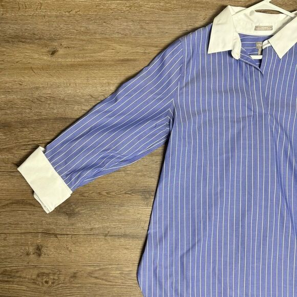 Chico's Blue and White Striped Shirt - Picture 3 of 10